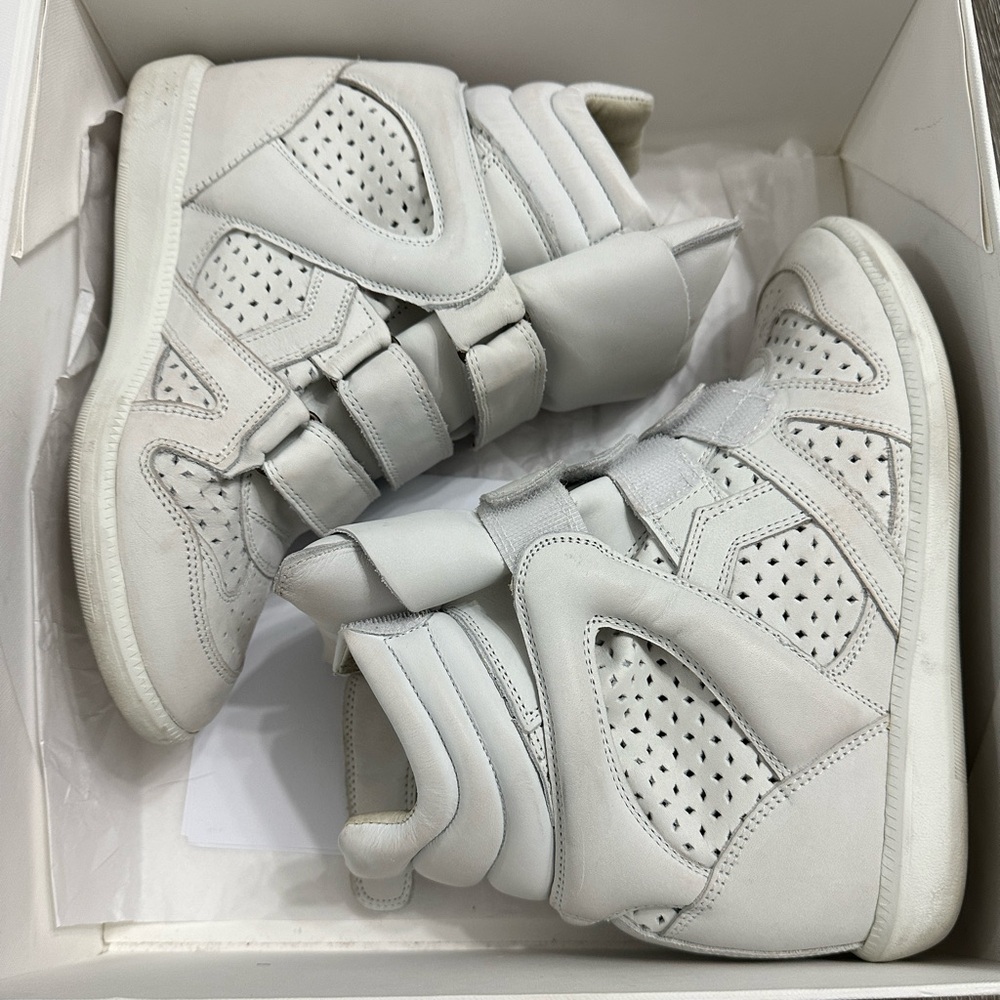 Isabel Marant Bekett White Leather Platform Sneakers - Picture 3 of 12